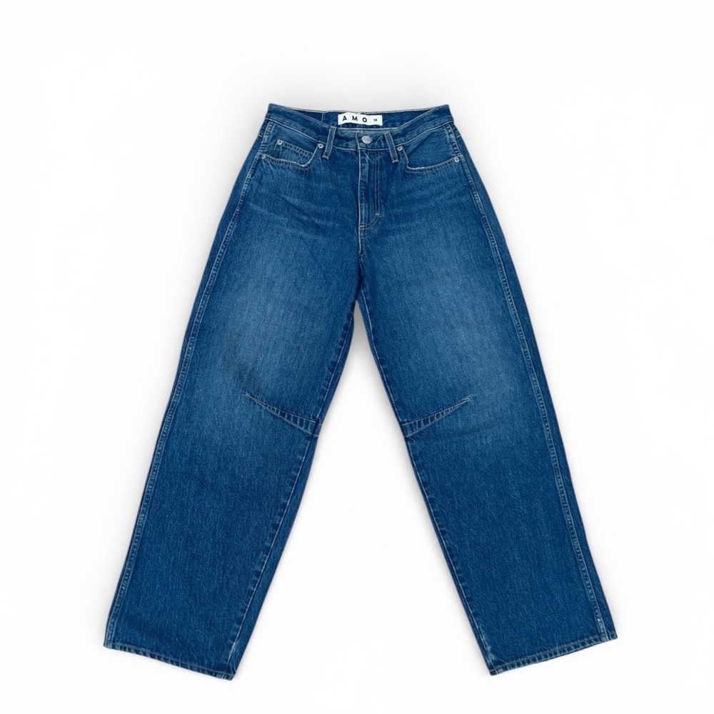 AMO Sandra Baggy NWOT Wide Leg Darted Knee Jeans High Rise Denim Women Size 25 - Picture 2 of 4